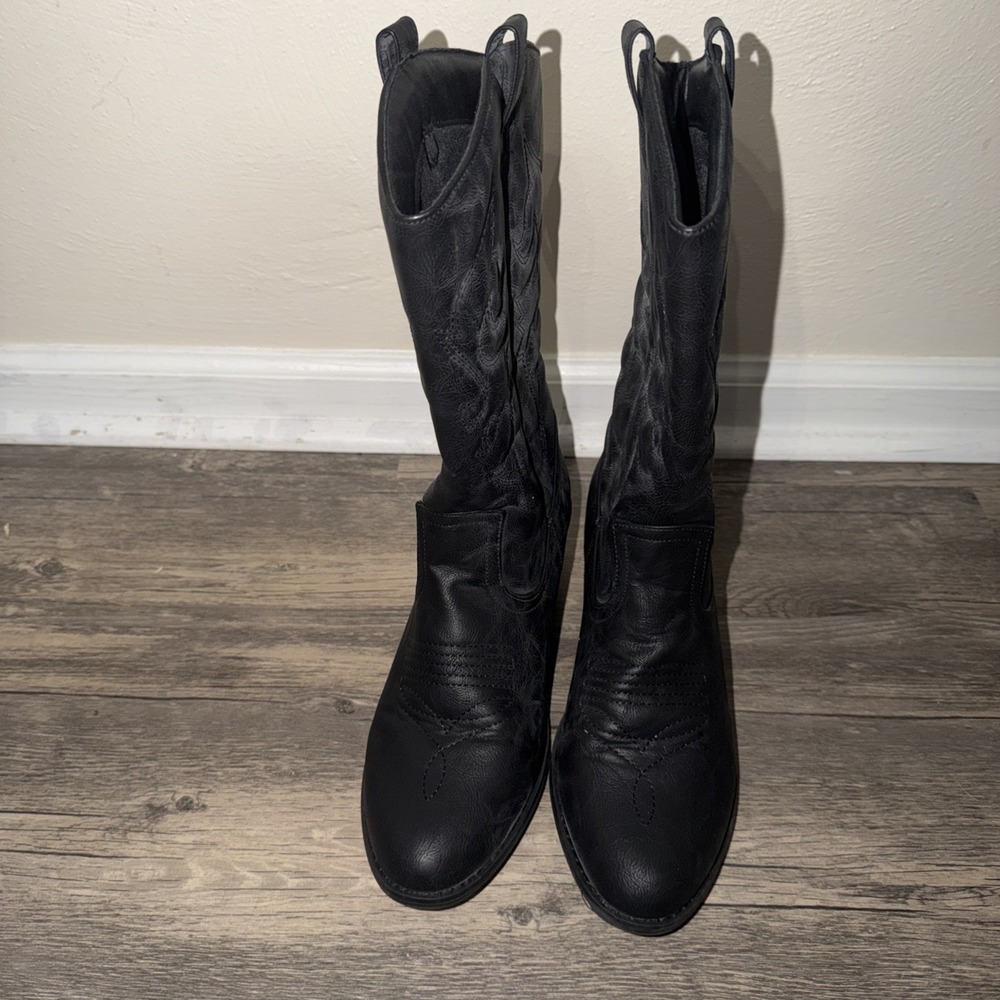 Charles Albert Women's 100% Vegan Leather Western Black Boots Yeehaw Size 11 - Picture 3 of 12